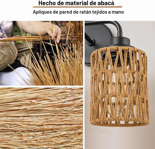 Vista 6 de Lámparas de baño bohemias, luces rústicas de tocador de 2 luces