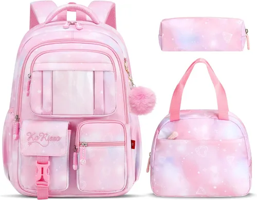 Vista 11 de Tanou Mochila con lonchera para niñas, juego de mochila escolar kawaii para niños de escuela primaria, bolsa estética para computadora portátil