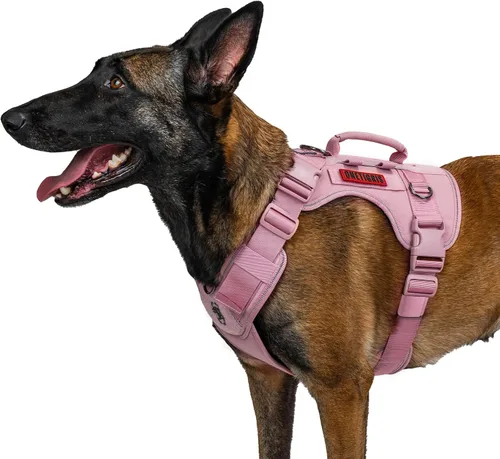Vista 18 de OneTigris Arnés táctico para perros grandes, arnés táctico ajustable para perro con asas, chaleco reflectante resistente y transpirable, chaleco