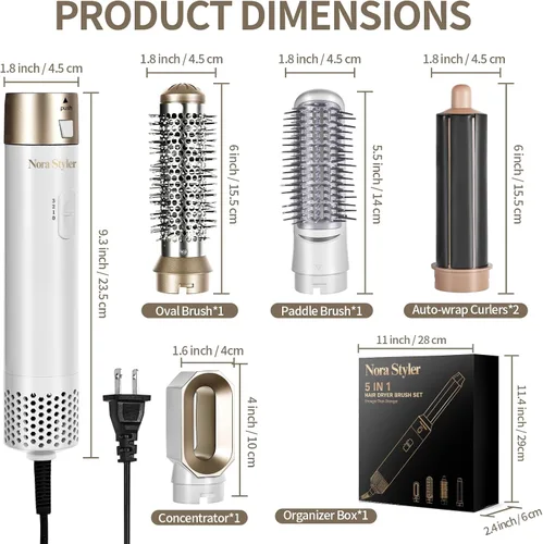 Vista 7 de Multistyler Pro 5 en 1, moldeador de aire caliente para rizar, alisar, dar volumen, todo tipo de cabello