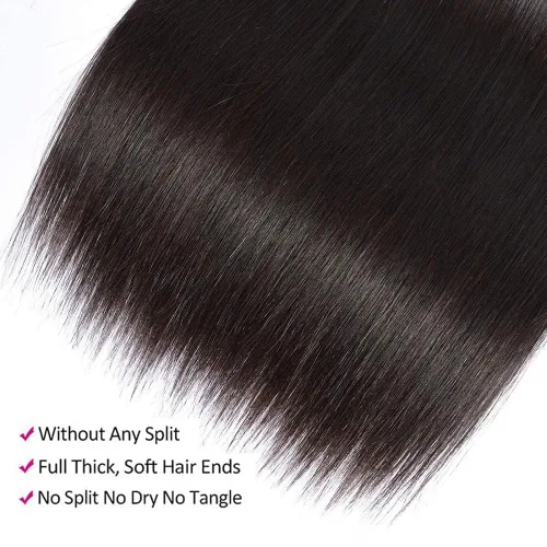 Vista 5 de Extensiones de pelo lacio 10A, paquetes de cabello humano 10 12 14 pulgadas, 100% cabello humano brasileño virgen sin procesar, tejido de pelo Negro