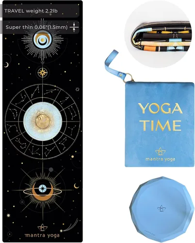 Vista 15 de Mantra Yoga Travel PRO 1.5mm con almohadilla para las rodillas - Esterilla plegable para fitness y ejercicio con bolsa Ligera, compacta