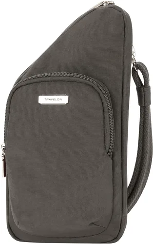Vista 2 de Travelon Bolsa cruzada compacta antirrobo Essentials, Humo, Bolso bandolera