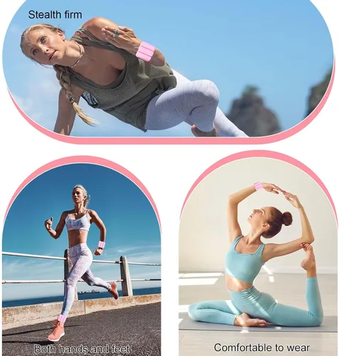 Vista 9 de Muñequera ajustable de 2 libras para mujer, pesas de tobillo, juego de 2 piezas de silicona, impermeable, cómodo y transpirable, ideal para yoga
