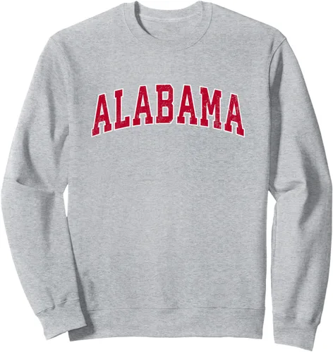 Vista 3 de Sudadera de diseño deportivo vintage Alabama AL con diseño rojo, Negro