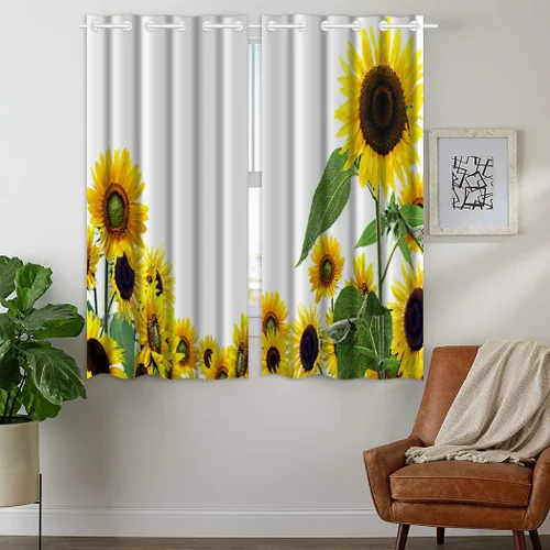 Vista 12 de Cortinas opacas de 42 x 63 pulgadas (2 paneles) con ojales para oscurecer la parte superior para dormitorio y sala de estar, deportes, béisbol