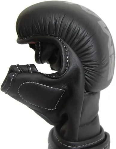 Vista 4 de SMAI Guantes híbridos de cuero MMA Sparring: cuero de primera calidad para Kickboxing, lucha en jaula, huelga, grappling, artes marciales