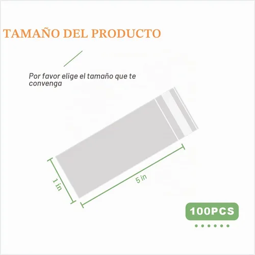 Vista 2 de 100 bolsas de celofán transparentes resellables de 1 pulgada x 5 pulgadas de largo, bolsas de golosinas autosellantes, bolsas para galletas