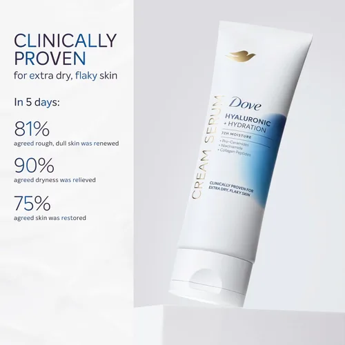 Vista 6 de Dove Suero en Crema Hialurónico + Hidratación para Piel Extra Seca y Escamosa, con Pro-Cerámidas, Niacinamida y Péptidos de Colágeno, Loción, 8 oz