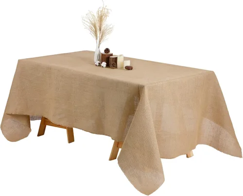 Vista 8 de Kingdder Mantel rectangular de arpillera natural para boda, rústico, para boda, fiesta, recepción, despedida de soltera, picnic al aire libre