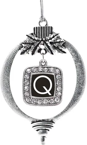 Vista 60 de Inspired Silver - Adorno con dije de reina de rodillo - Adornos navideños cuadrados de plata con joyas de circonita cúbica