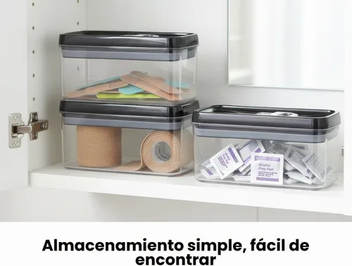 Vista 4 de Felli Flip Tite Contenedor de almacenamiento de alimentos con tapa de 4 pulgadas, rectángulo, anillo hermético con cierre abatible, juego de Negro