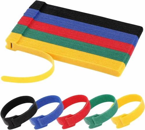 Vista 7 de 70 bridas de cables reutilizables color rosa, para organizar cables, reutilizables, para electrónica, de gancho y bucle para computadora, de 4, 6, 8