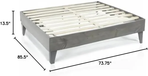 Vista 2 de Plataforma moderna para cama - Diseño de madera maciza - Fabricado en Estados Unidos - Fácil de armar, Madera, gris