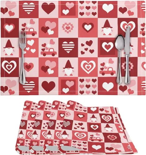 Vista 33 de BIGCARJOB Mantel individual de diseño personalizado, 4 piezas, tapete de mesa resistente al corazón, 12 x 18 pulgadas 1-diseño personalizado
