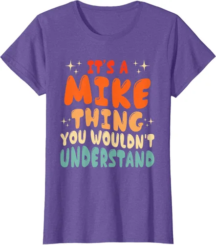 Vista 25 de Camiseta retro de los años 80 con texto en inglés "It's A Mike Thing You Wouldn't Understand", Negro
