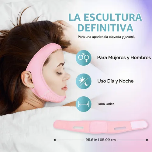 Vista 6 de Venus Visage Correa de elevación facial para definición de línea de mandíbula, correa de barbilla reutilizable para dormir, esculpe visualmente