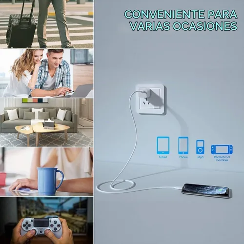 Vista 7 de Cargador para iPhone, [Certificado MFi de Apple], paquete de 2 cables Lightning de 3 pies cubo, cable de transferencia de carga para teléfono