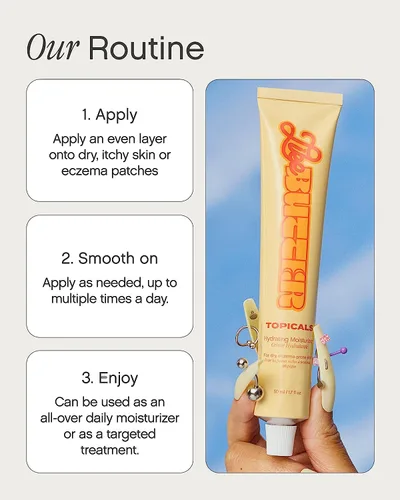 Vista 6 de Topicals Crema hidratante para piel seca, sensible y propensa al eczema, hidratante instantáneo calmante y alivio del eccema para rostro y cuerpo