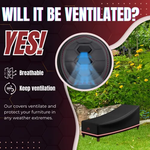 Vista 9 de Turtle Life Funda para silla de patio, impermeable, resistente, para exteriores, con ventilación de aire mejorada, 1 paquete, 64 pulgadas de largo x