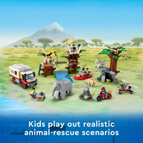 Vista 3 de LEGO City Wildlife Rescue Camp 60307 Kit de construcción; juego de animales; juguete superior para niños de 6 años en adelante; nuevo 2021