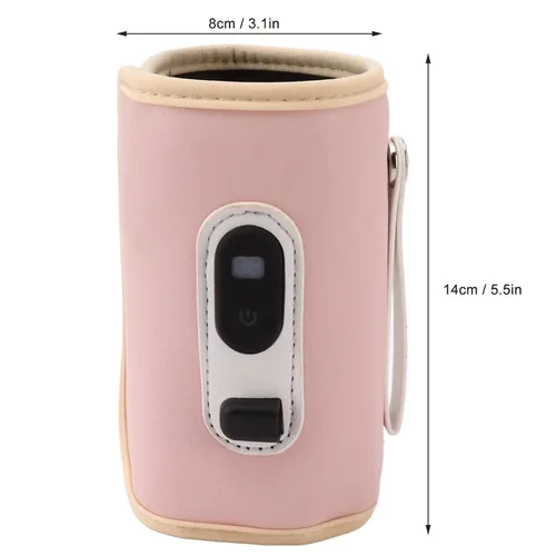 Vista 9 de Calentador de biberones USB, portátil, ajustable de 5 velocidades, para leche materna (rosa)