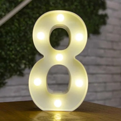 Vista 33 de anso Letras LED del alfabeto con números iluminados, letras de plástico blanco, decoración de pie de la A a la Z 0 ~ 9 (rosa corazón)