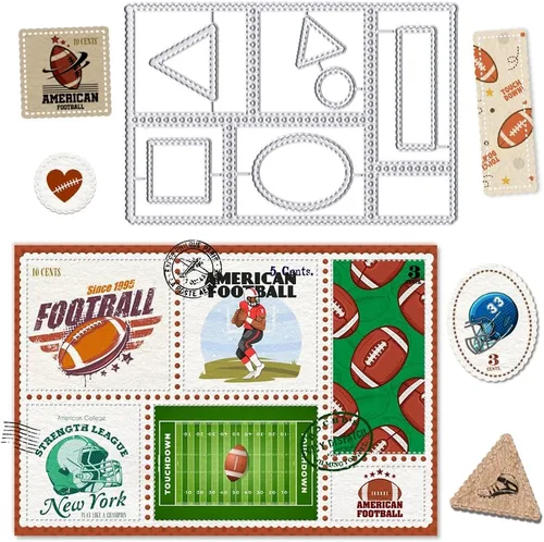 Vista 7 de Troqueles de sello postal del 4 de julio para decoración de cumpleaños de tarjetas, marco rectangular patriótico para tarjetas, diario de basura