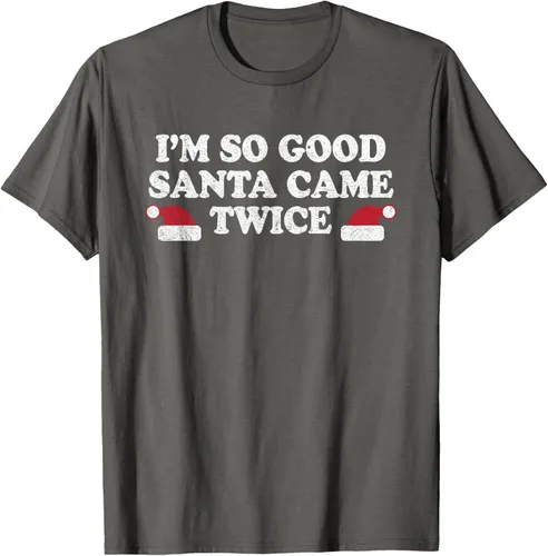 Vista 43 de Camiseta de Navidad con texto en inglés "I'm so good Santa came tware" Negro