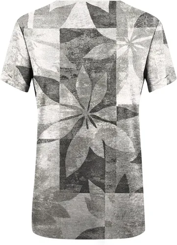 Vista 4 de Blusas para mujer, elegante, casual, talla L, de verano, con estampado casual, cuello en V, manga corta
