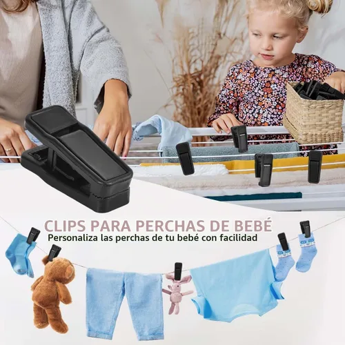 Vista 5 de KISEER Juego de 40 clips de plástico para colgar bebés de línea delgada para colgar ropa de terciopelo (negro)