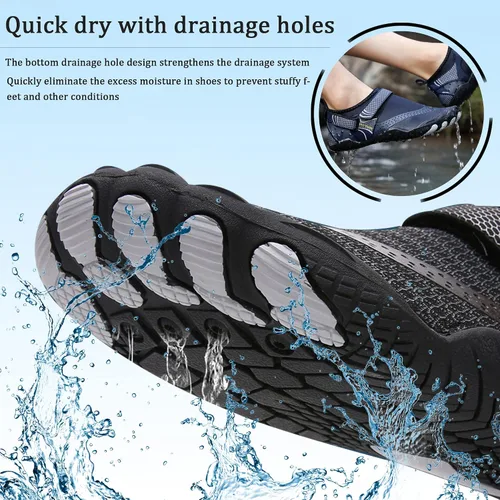 Vista 4 de Aoikoy Zapatos acuáticos para mujer y hombre, zapatos de agua descalzos, unisex, de secado rápido, para correr, gimnasio, fitness, para playa, yoga
