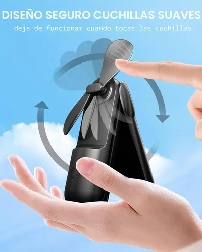 Vista 4 de Mini Ventilador de Mano Portátil con USB Recargable, Batería Operada de 2000 mAh, 3 Velocidades Ajustables, Pequeño Ventilador de Bolsillo Personal