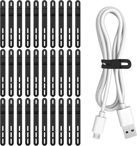 Vista 8 de Donruby 30 bridas de silicona para cables, correas organizadoras de cables Verde claro