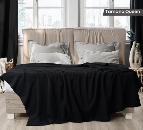 Vista 2 de Utopia Bedding - Manta térmica 100% algodón, color negro, tamaño Queen, 90 x 90 pulgadas Manta ligera y transpirable para primavera y verano
