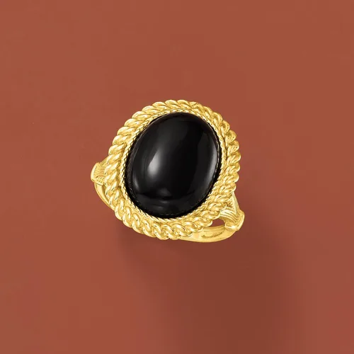 Vista 4 de Ross-Simons Black Onyx Ring in 18kt Gold Over Sterling