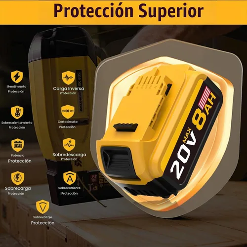 Vista 4 de Reemplazo de 8.0Ah compatible con batería Dewalt 20V Max con alta capacidad Herramientas eléctricas inalámbricas Batería de 20 voltios DCB200 DCB201