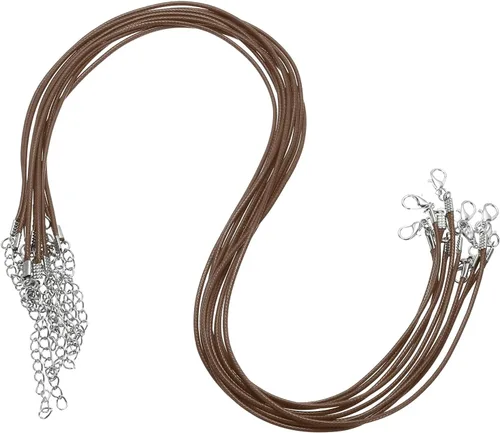 Vista 83 de MECCANIXITY 10 cordones de collar encerado de 18 pulgadas, cadena de collar a granel con cierre de 0.059 in de cuerda de cuero encerado para hacer