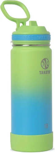 Vista 35 de Takeya Actives - Botella de agua con tapa con popote, duradera y de fácil cuidado, con aislamiento de acero inoxidable, tapa sin BPA con asa