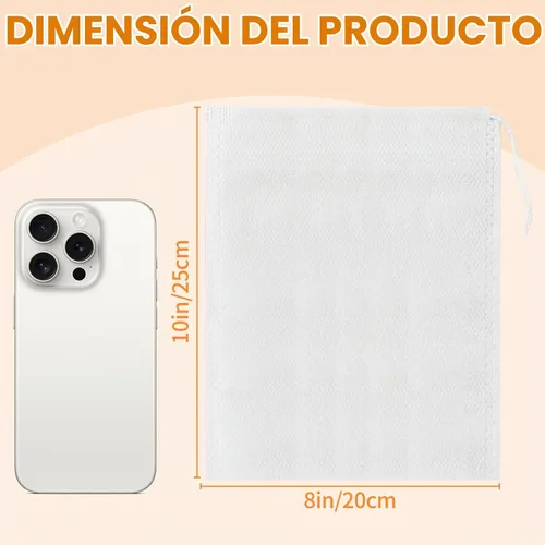 Vista 2 de TamBee Bolsas de té de 8 x 10 pulgadas, bolsa desechable para bricolaje, bolsas de té reutilizables para té suelto, bolsa vacía con cordón, bolsa