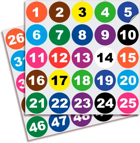 Vista 28 de iSYFIX Calcomanías negras de números consecutivos – 1 a 50, 1 pulgada, 1 juego – Vinilo autoadhesivo de alta calidad ideal para inventario