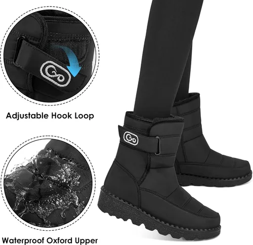 Vista 3 de Ablanczoom Womens Winter Snow Boots With Warm Fur Lining Comfortable Non Slip Ankle Booties Outdoor Waterproof Walking Boots for Women