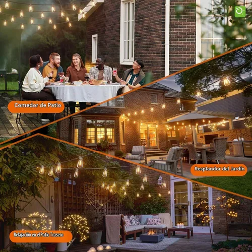 Vista 8 de KYY Luces de cadena solares de 54 (48+6) pies para exteriores con puerto USB y control remoto, impermeables e irrompibles para patio con panel