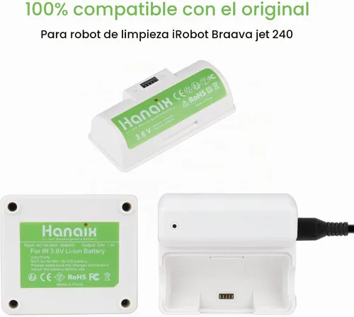 Vista 3 de Cargador adaptador de 3.6 V para iRobot Braava Jet 240 Floor Mopping