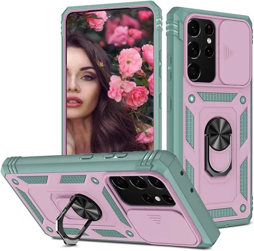 Vista 24 de Funda para Samsung Galaxy Note 20 Ultra 5G con ranura para tarjetero de cámara deslizante, grado militar, resistente, a prueba de golpes, funda