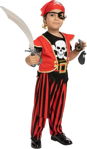 Vista 5 de Disfraz de intendente feroz de pirata con accesorios para fiestas temáticas de niños Halloween