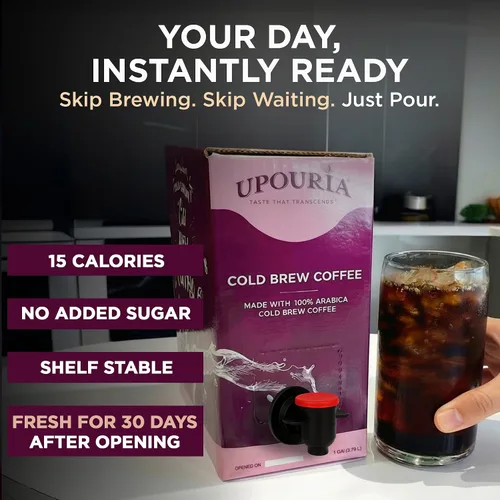 Vista 6 de Upouria Café frío de grifo Café preparado en frío listo para beber Bebida extraída de granos premium Contenido de cafeína de 208 mg Hecho