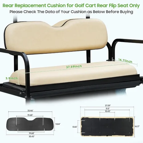 Vista 6 de 10L0L Cojines traseros universales de repuesto para EZGO Club Car Yamaha Golf Cart Cojín asiento trasero dedicado para asientos traseros abatibles