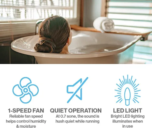 Vista 5 de Haier QVE801DTW 80 CFM 0.7 Sone Ventilador de escape montado en el techo con iluminación LED - Blanco
