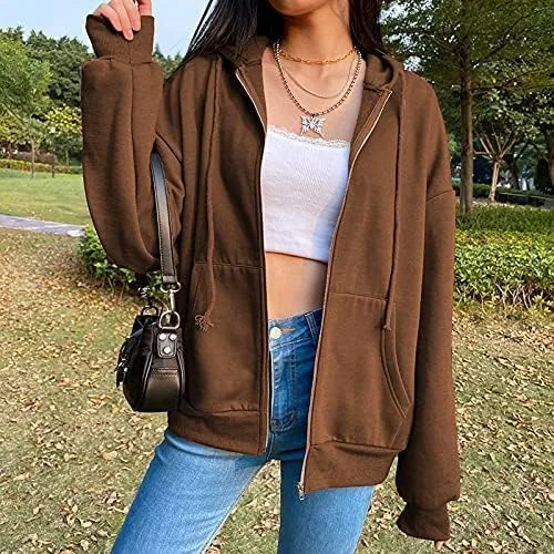 Vista 2 de COOLMONAR Sudadera con capucha Y2K para mujer, con cremallera, de gran tamaño, con estampado de ángel, abrigo con capucha Harajuku con cremallera